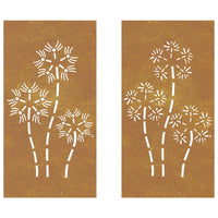 Decorazioni Muro da Giardino 2pz 105x55 cm Fiore Acciaio Corten 824487