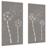 Decorazioni Muro da Giardino 2pz 105x55 cm Fiore Acciaio Corten 824489
