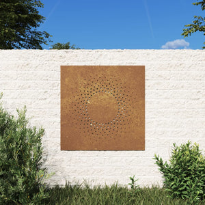 Decorazione Muro da Giardino 55x55 cm Sole in Acciaio Corten 824491