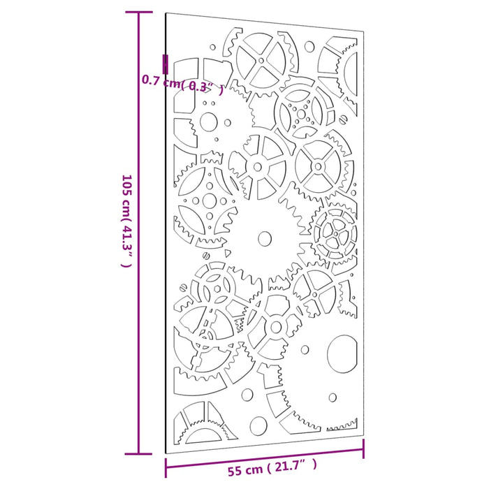 Decorazione Muro Giardino 105x55 cm Ingranaggio Acciaio Corten 824492