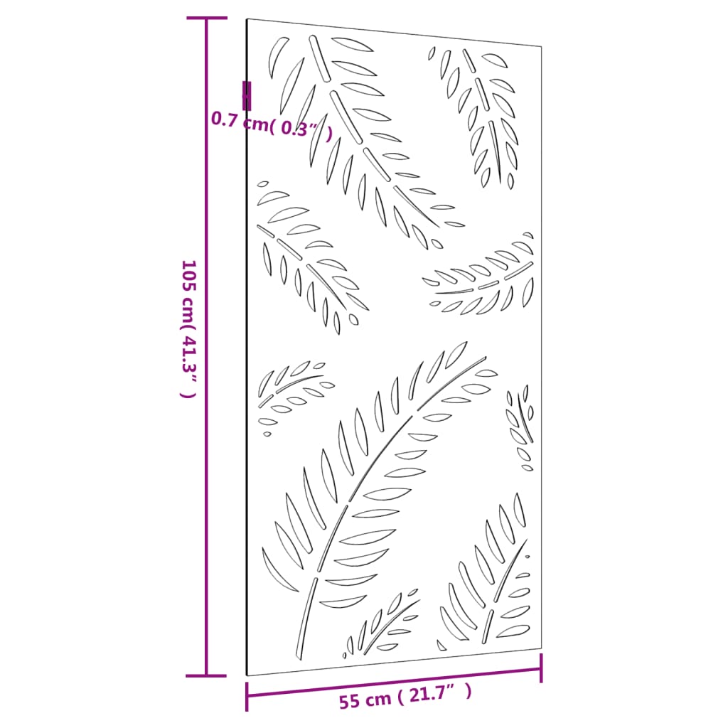 Decorazione Muro da Giardino 105x55 cm Foglia Acciaio Corten 824493