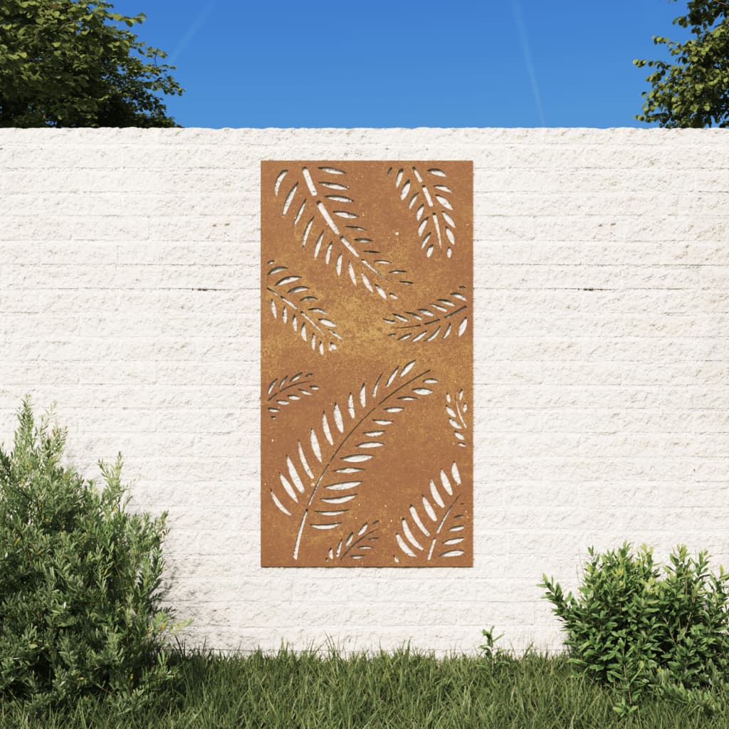 Decorazione Muro da Giardino 105x55 cm Foglia Acciaio Corten 824493