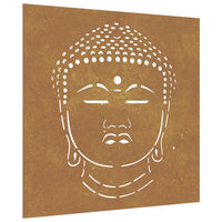 Decorazione Muro Giardino 55x55 cm Testa Buddha Acciaio Corten 824504
