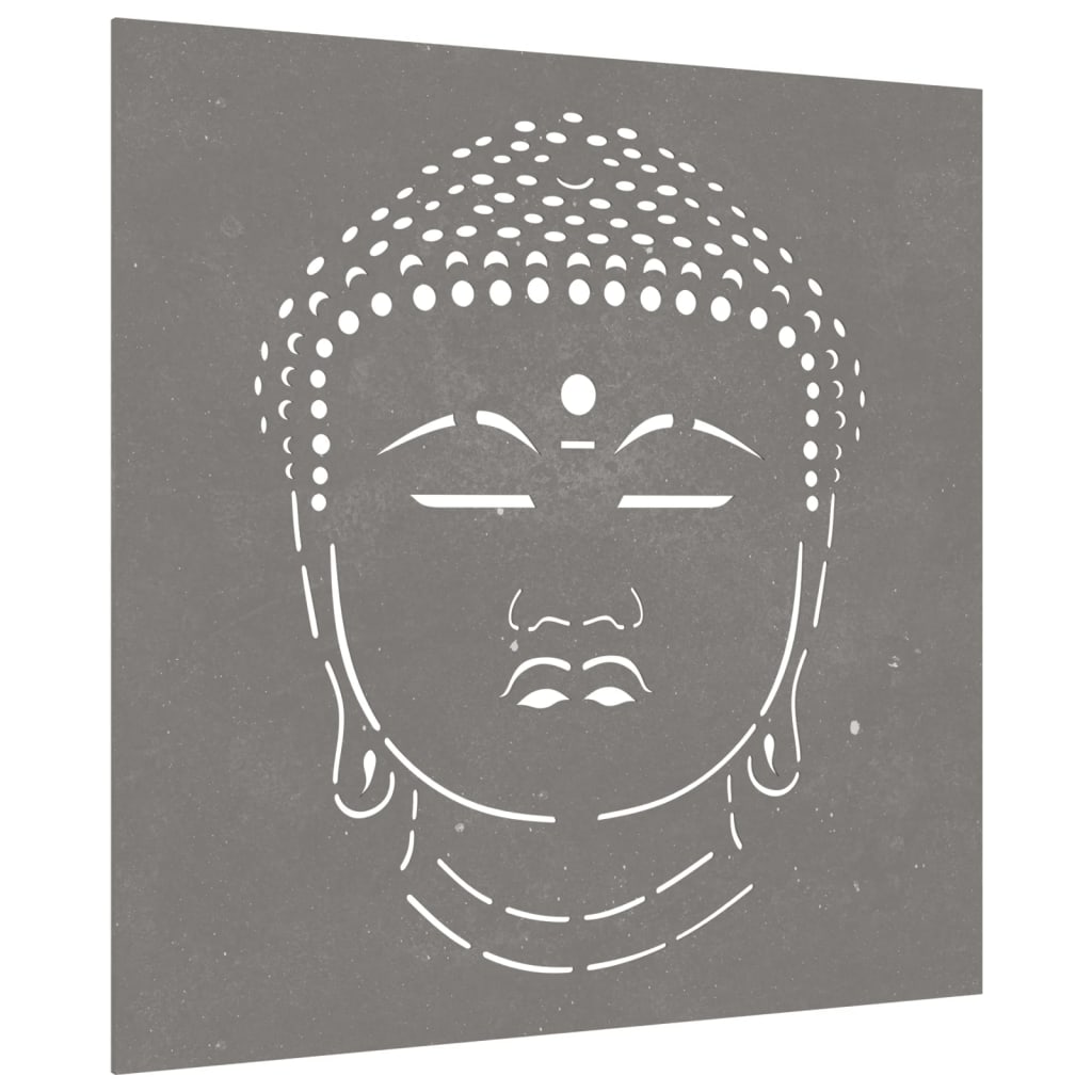 Decorazione Muro Giardino 55x55 cm Testa Buddha Acciaio Cortencod mxl 106755