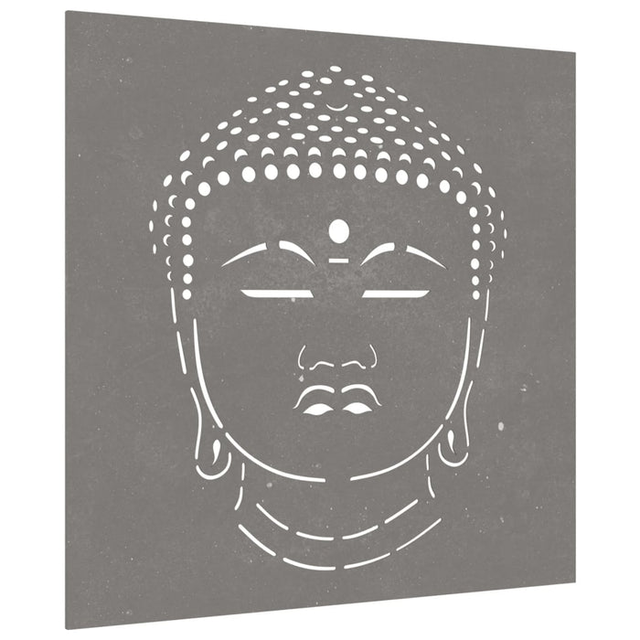 Decorazione Muro Giardino 55x55 cm Testa Buddha Acciaio Cortencod mxl 106755