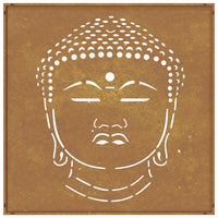 Decorazione Muro Giardino 55x55 cm Testa Buddha Acciaio Corten 824504