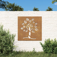 Decorazione Muro da Giardino 55x55 cm Albero in Acciaio Cortencod mxl 82791