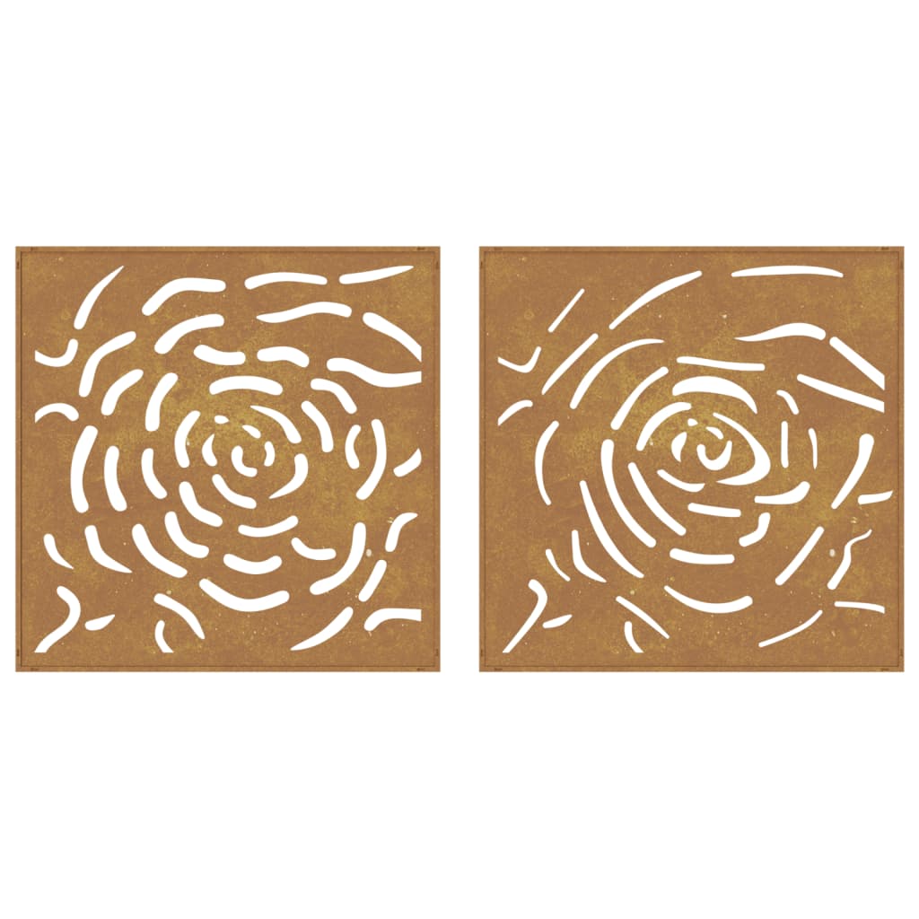 Decorazioni Muro Giardino 2 pz 55x55 cm Rosa in Acciaio Corten 824507