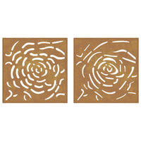 Decorazioni Muro Giardino 2 pz 55x55 cm Rosa in Acciaio Corten 824507