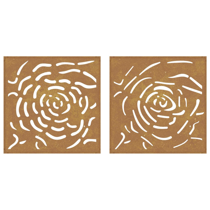 Decorazioni Muro Giardino 2 pz 55x55 cm Rosa in Acciaio Corten 824507