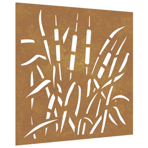 Decorazione Muro da Giardino 55x55 cm Erba in Acciaio Corten 824508