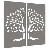 Decorazioni Muro Giardino 2 pz 105x55 cm Albero Acciaio Corten 824510