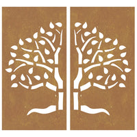 Decorazioni Muro Giardino 2 pz 105x55 cm Albero Acciaio Corten 824510