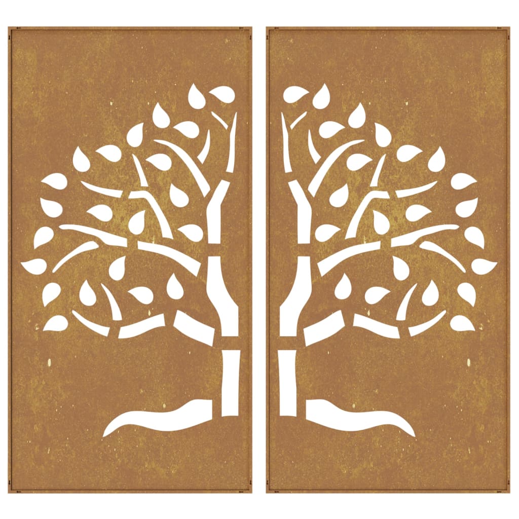 Decorazioni Muro Giardino 2 pz 105x55 cm Albero Acciaio Corten 824510