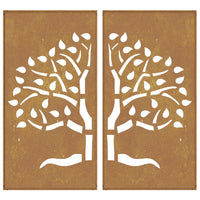 Decorazioni Muro Giardino 2 pz 105x55 cm Albero Acciaio Corten 824510
