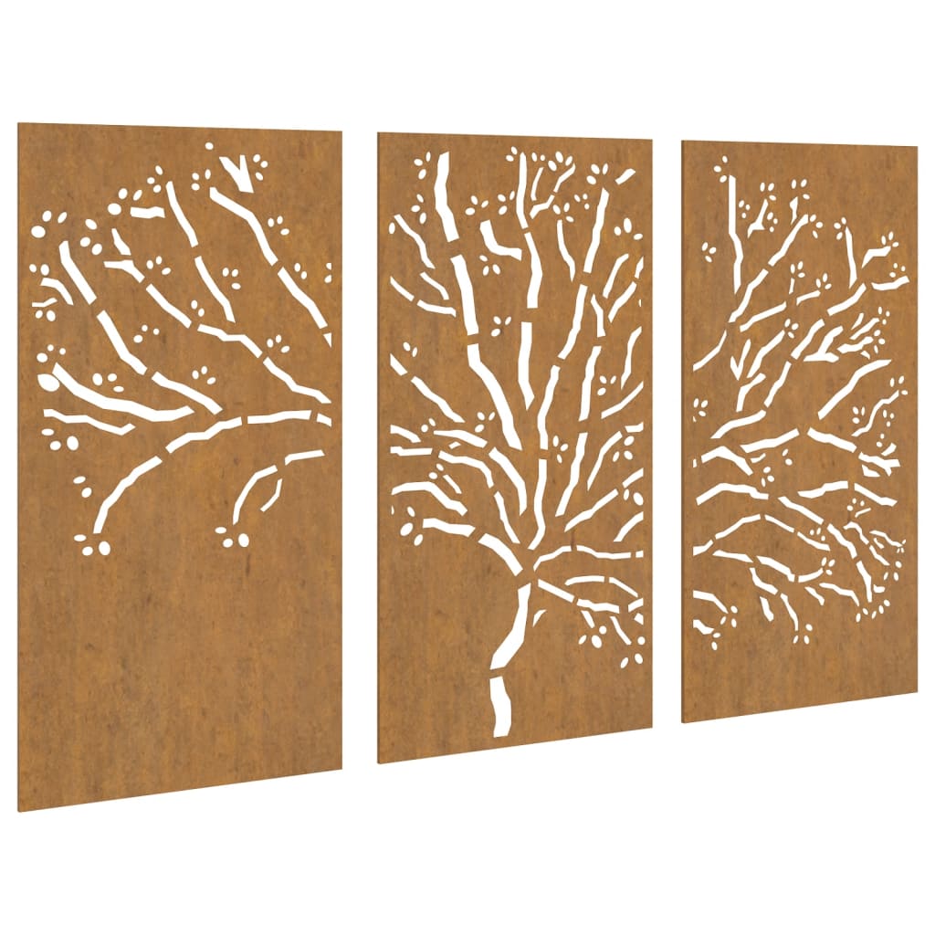 Decorazioni Muro Giardino 3pz 105x55 cm Albero Acciaio Cortencod mxl 82780