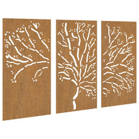 Decorazioni Muro Giardino 3pz 105x55 cm Albero Acciaio Cortencod mxl 82780