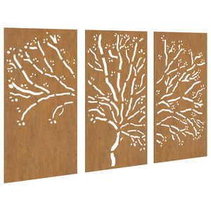 Decorazioni Muro Giardino 3pz 105x55 cm Albero Acciaio Cortencod mxl 82780