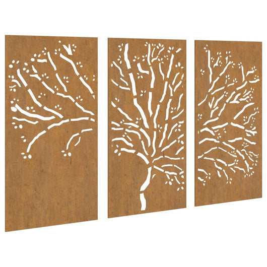 Decorazioni Muro Giardino 3pz 105x55 cm Albero Acciaio Cortencod mxl 82780