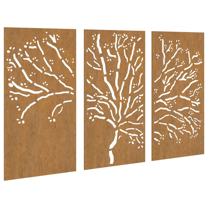 Decorazioni Muro Giardino 3pz 105x55 cm Albero Acciaio Cortencod mxl 82780