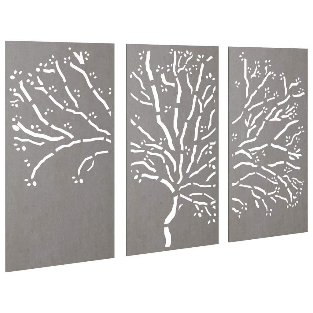 Decorazioni Muro Giardino 3pz 105x55 cm Albero Acciaio Cortencod mxl 82780