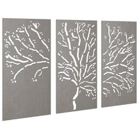 Decorazioni Muro Giardino 3pz 105x55 cm Albero Acciaio Cortencod mxl 82780