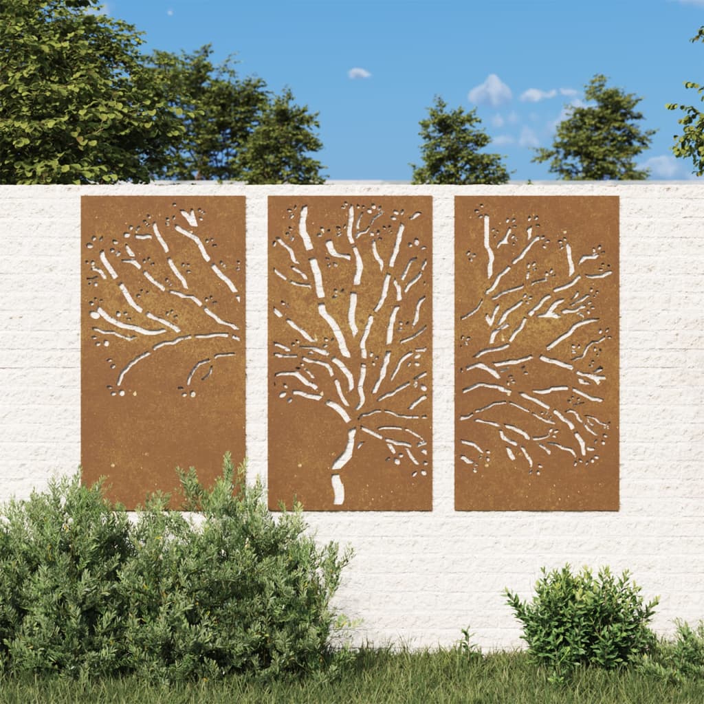 Decorazioni Muro Giardino 3pz 105x55 cm Albero Acciaio Cortencod mxl 82780