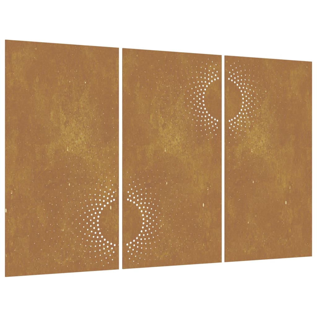 Decorazioni Muro da Giardino 3 pz 105x55 cm Sole Acciaio Corten 824512