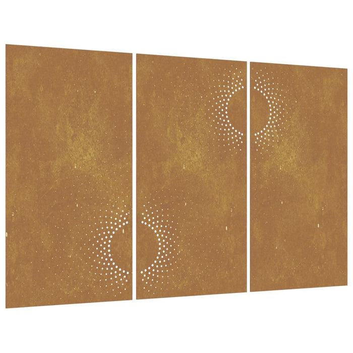 Decorazioni Muro da Giardino 3 pz 105x55 cm Sole Acciaio Corten 824512