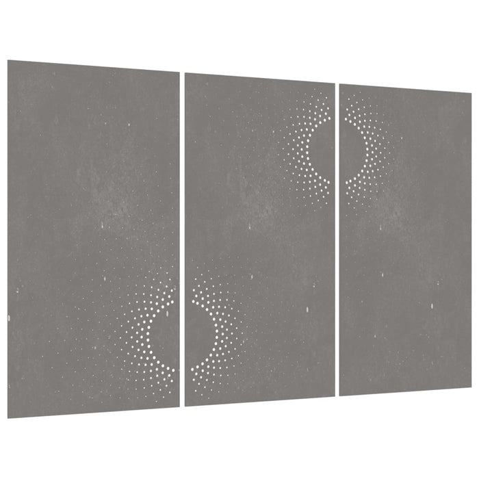 Decorazioni Muro da Giardino 3 pz 105x55 cm Sole Acciaio Corten 824512