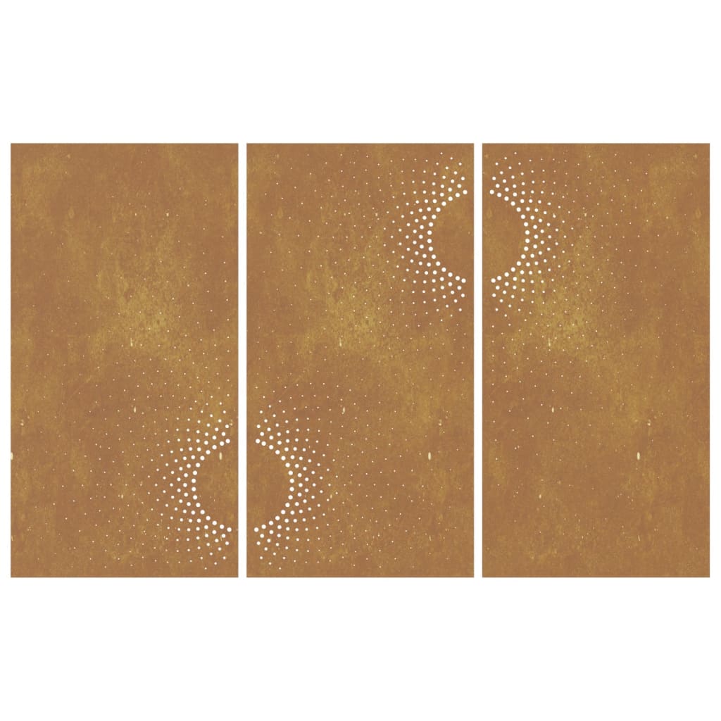 Decorazioni Muro da Giardino 3 pz 105x55 cm Sole Acciaio Corten 824512