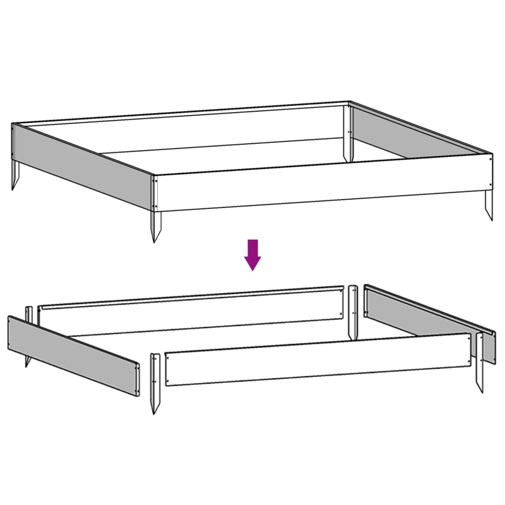 Vaso per fioriera aiuola rialzata piante fiori terrazzo giardino giardino 100 x 100 x 18,5 cm acciaio corten marrone 02_0039258