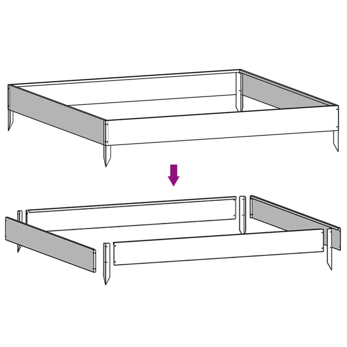 Vaso per fioriera aiuola rialzata piante fiori terrazzo giardino giardino 100 x 100 x 18,5 cm acciaio corten marrone 02_0039258
