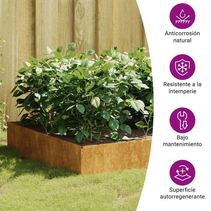 Fioriera Rialzata da Giardino 100x100x33,5 cm in Acciaio Corten 824515