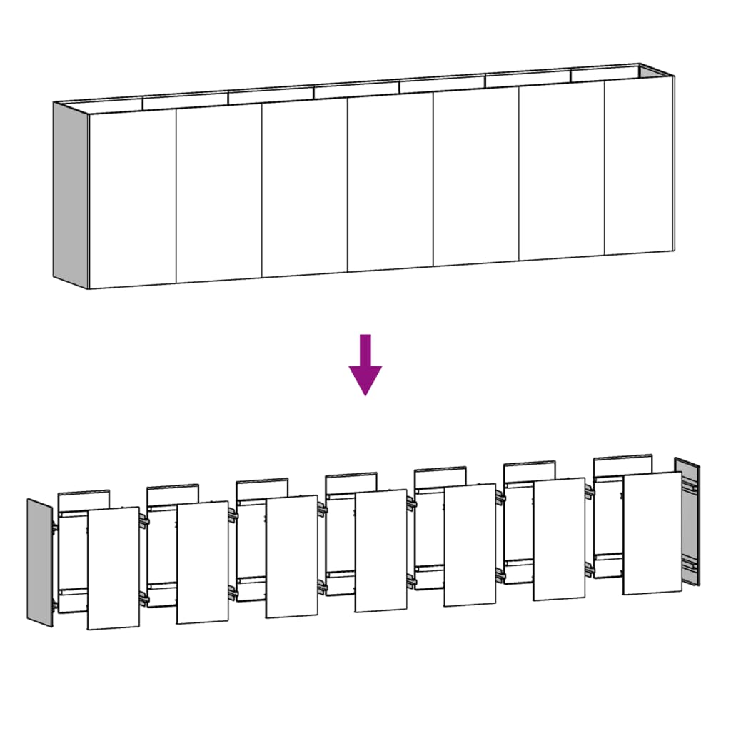 Portavaso per fioriera aiuola rialzata piante fiori terrazzo giardino giardino 280 x 40 x 80 cm acciaio corten marrone 02_0039419