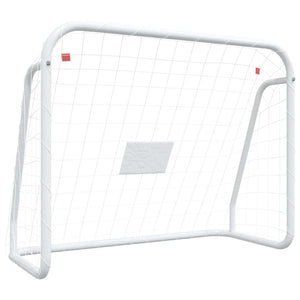 Porta da Calcio con Rete Bianca 125x96x60 cm Acciaio Poliesterecod mxl 83050