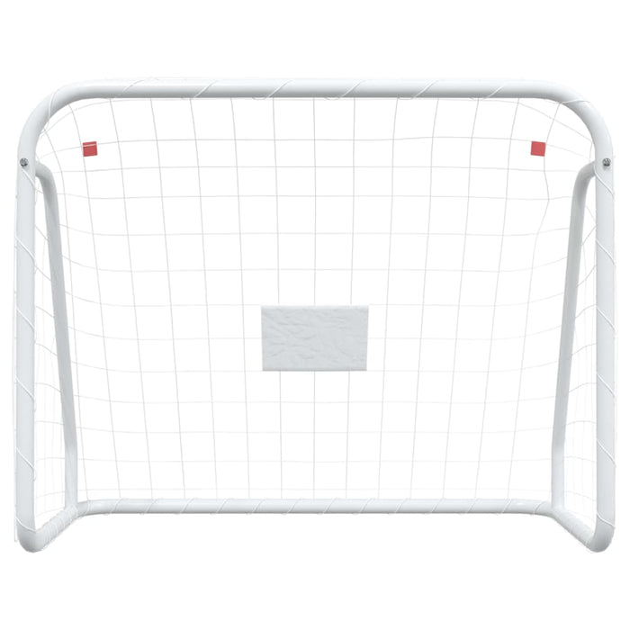 Porta da Calcio con Rete Bianca 125x96x60 cm Acciaio Poliesterecod mxl 83050