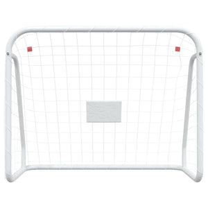Porta da Calcio con Rete Bianca 125x96x60 cm Acciaio Poliestere 93732