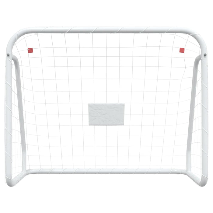 Porta da Calcio con Rete Bianca 125x96x60 cm Acciaio Poliestere 93732