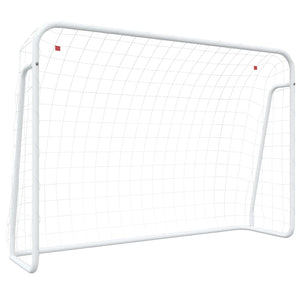 Porta da Calcio con Rete Bianca 214x75x152cm Acciaio Poliestere cod mxl 117618