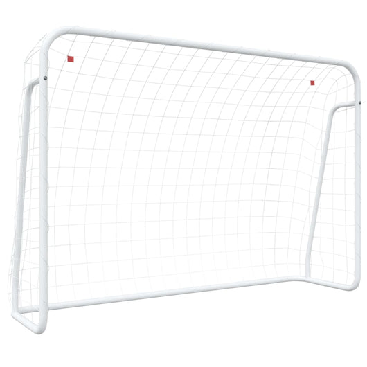 Porta da Calcio con Rete Bianca 214x75x152cm Acciaio Poliestere cod mxl 117618