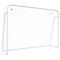 Porta da Calcio con Rete Bianca 214x75x152cm Acciaio Poliestere 93734