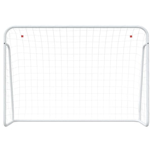 Porta da Calcio con Rete Bianca 214x75x152cm Acciaio Poliestere cod mxl 117618
