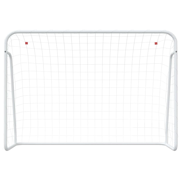 Porta da Calcio con Rete Bianca 214x75x152cm Acciaio Poliestere cod mxl 117618