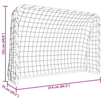 Porta da Calcio con Rete Bianca 214x75x152cm Acciaio Poliestere 93734