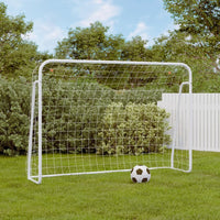 Porta da Calcio con Rete Bianca 214x75x152cm Acciaio Poliestere 93734