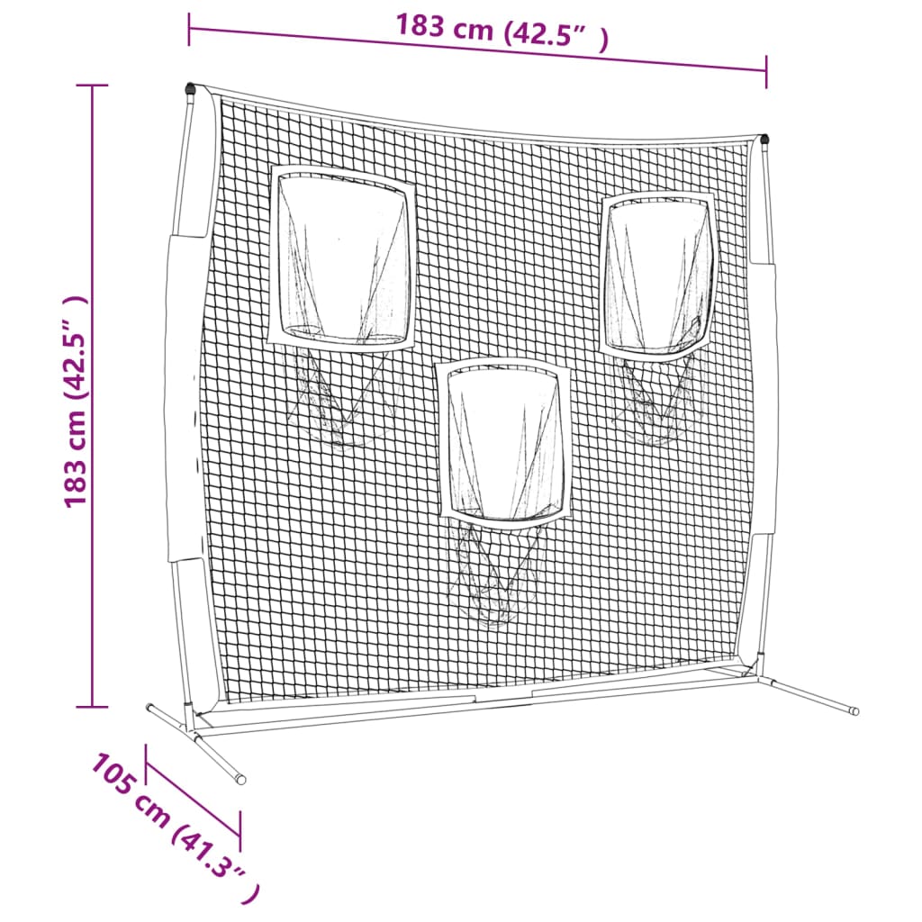 Rete Baseball Portatile Nera e Rossa 183x105x183 cm Poliestere 93747