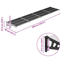 Tettoia per Porta Nero e Trasparente 396x90 cm Policarbonato 153689