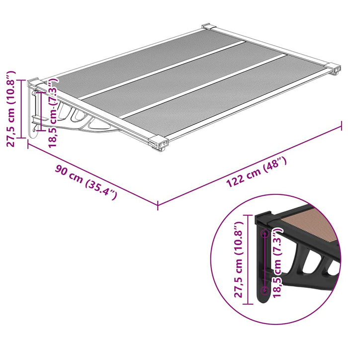 Tettoia per Porta Nera 122x90 cm in Policarbonato 153697