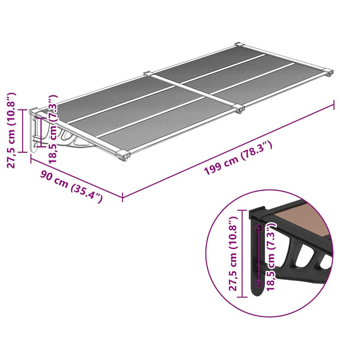 Tettoia per Porta Nera 199x90 cm in Policarbonato 153699